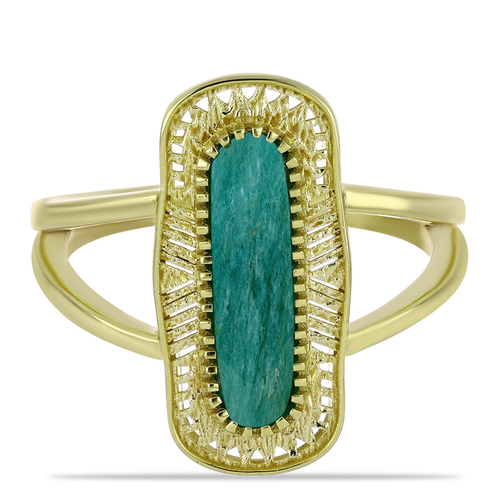 Inel din Argint 925 Placat cu Aur ( 3.56 grame ) cu Amazonit 1.74 Carate