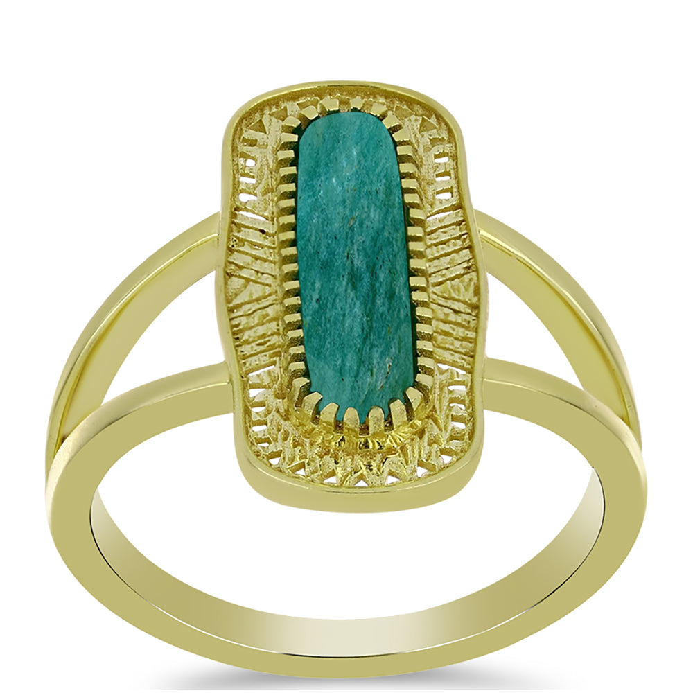 Inel din Argint 925 Placat cu Aur ( 3.56 grame ) cu Amazonit 1.74 Carate