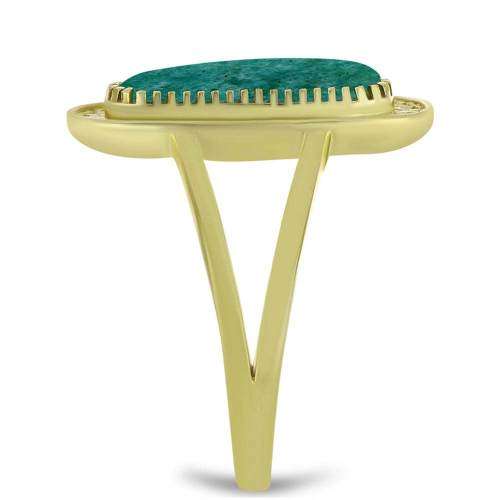 Inel din Argint 925 Placat cu Aur ( 3.56 grame ) cu Amazonit 1.74 Carate 4 