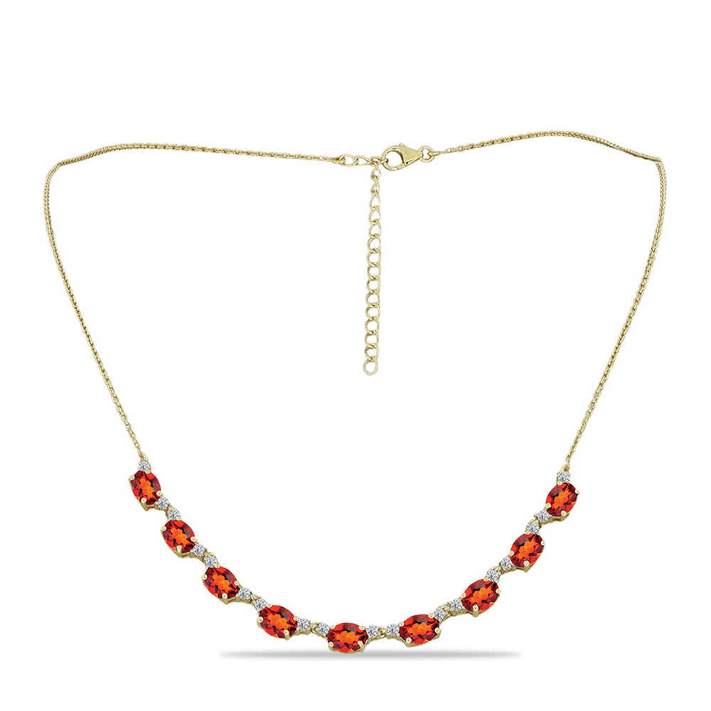 Colier din Argint 925 Placat cu Aur ( 5.71 grame ) cu Citrin Madeira și Topaz Alb 6.74 Carate 1 