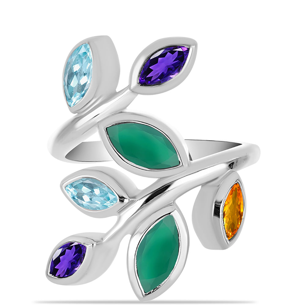 Inel din Argint 925 ( 6.15 grame ) cu Ametist Marocan și Agat Verde 2.25 Carate 1 