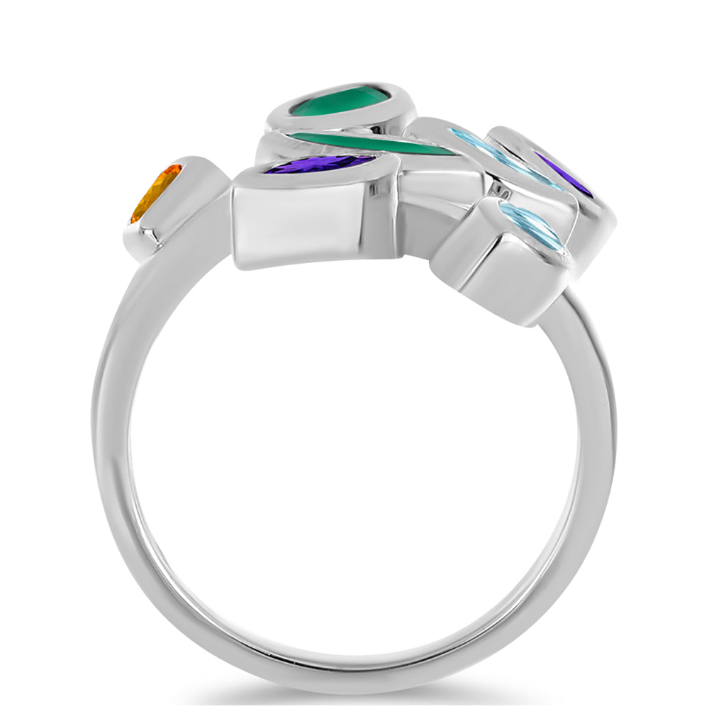 Inel din Argint 925 ( 6.15 grame ) cu Ametist Marocan și Agat Verde 2.25 Carate