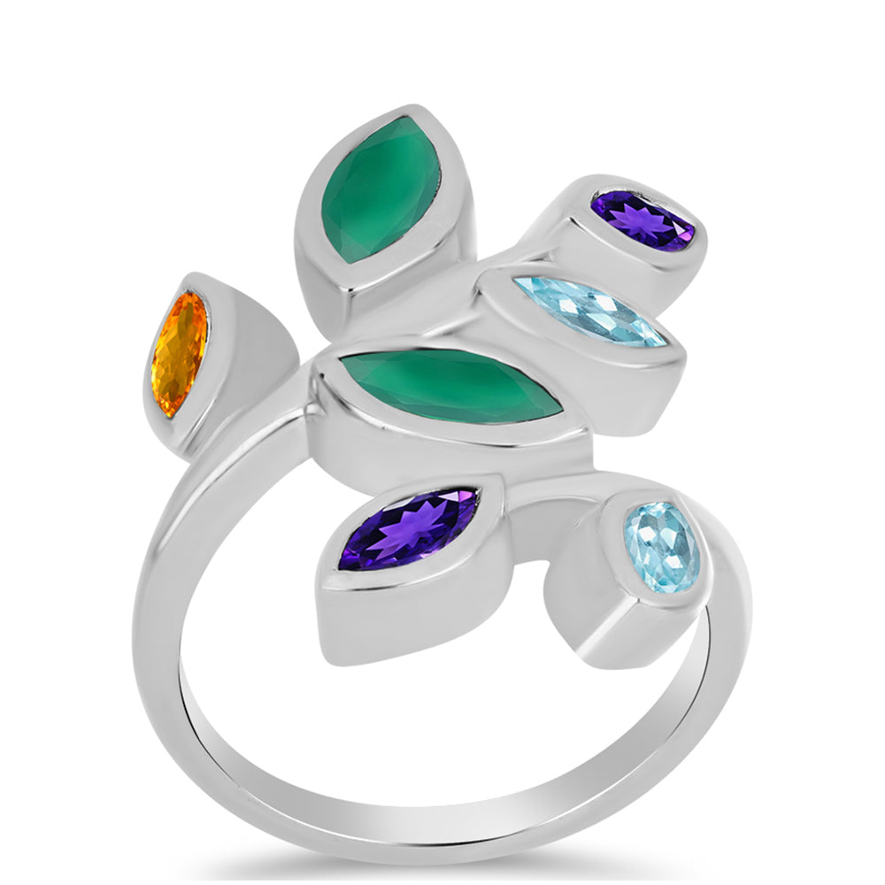 Inel din Argint 925 ( 6.15 grame ) cu Ametist Marocan și Agat Verde 2.25 Carate 3 