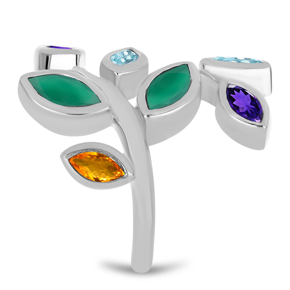 Inel din Argint 925 ( 6.15 grame ) cu Ametist Marocan și Agat Verde 2.25 Carate 4 