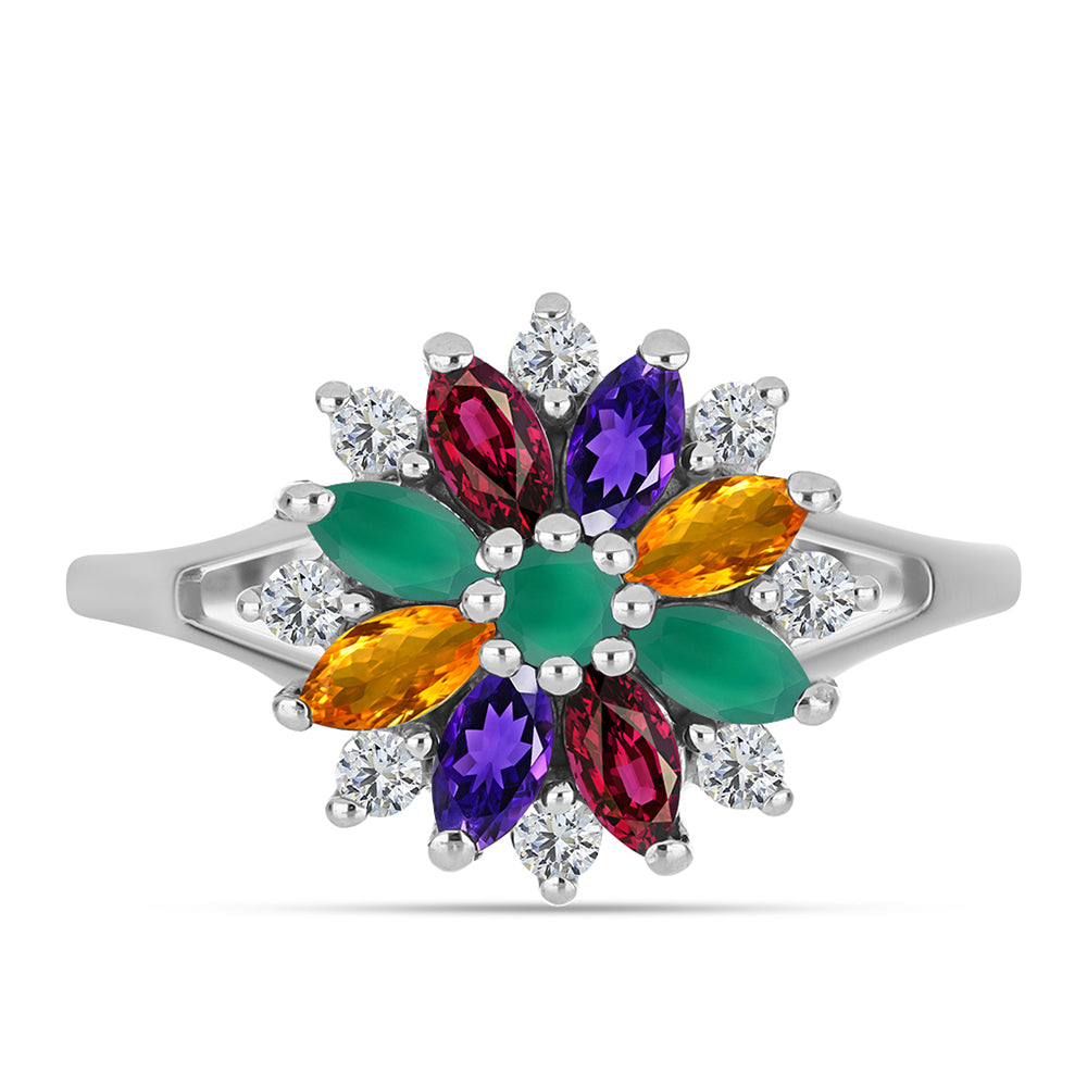 Inel din Argint 925 ( 2.75 grame ) cu Ametist Marocan și Agat Verde 1.6 Carate