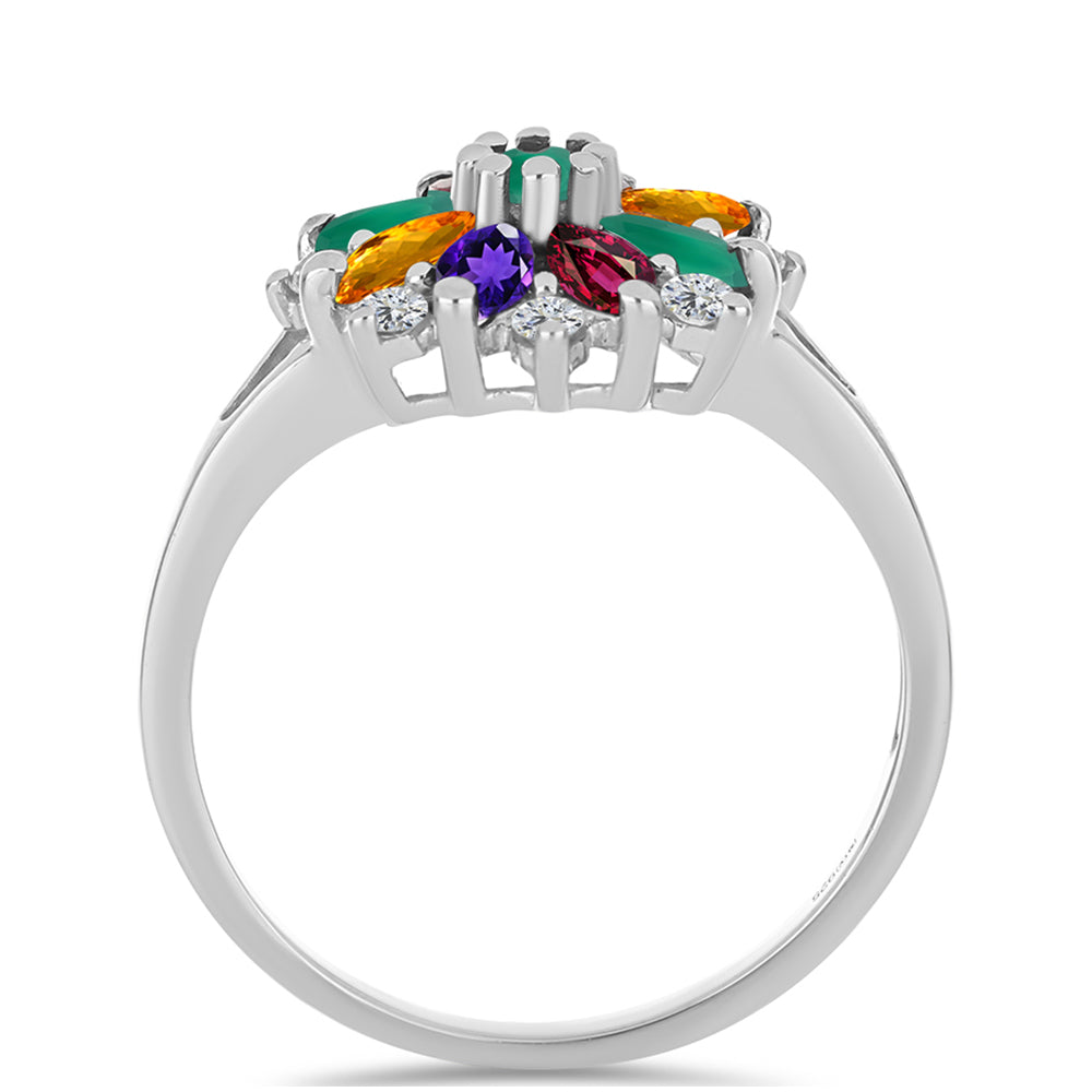 Inel din Argint 925 ( 2.75 grame ) cu Ametist Marocan și Agat Verde 1.6 Carate