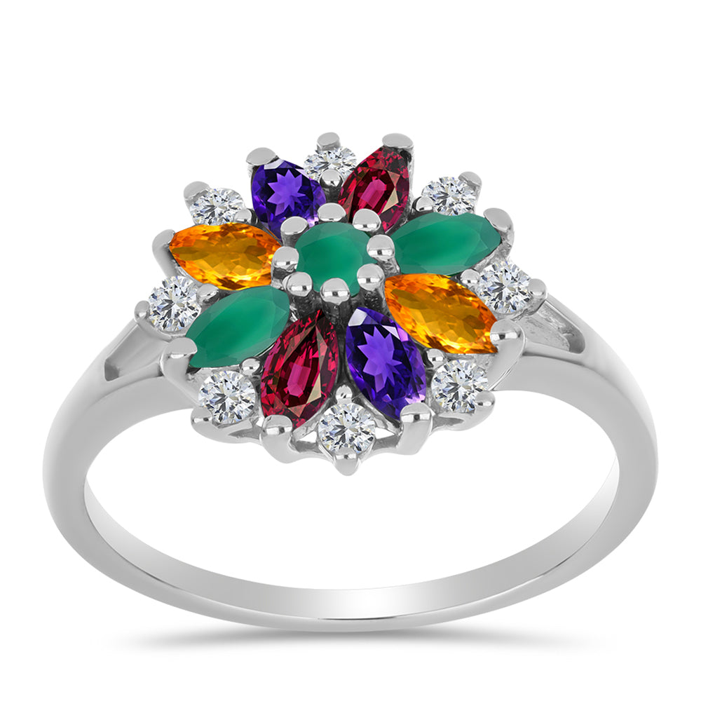 Inel din Argint 925 ( 2.75 grame ) cu Ametist Marocan și Agat Verde 1.6 Carate