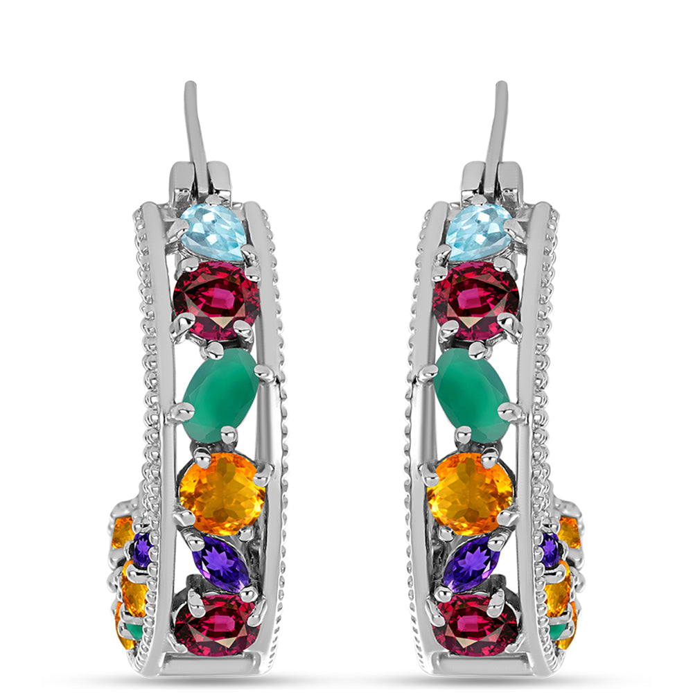 Cercei din Argint 925 ( 8.22 grame ) cu Ametist Marocan și Agat Verde 4.32 Carate 1 