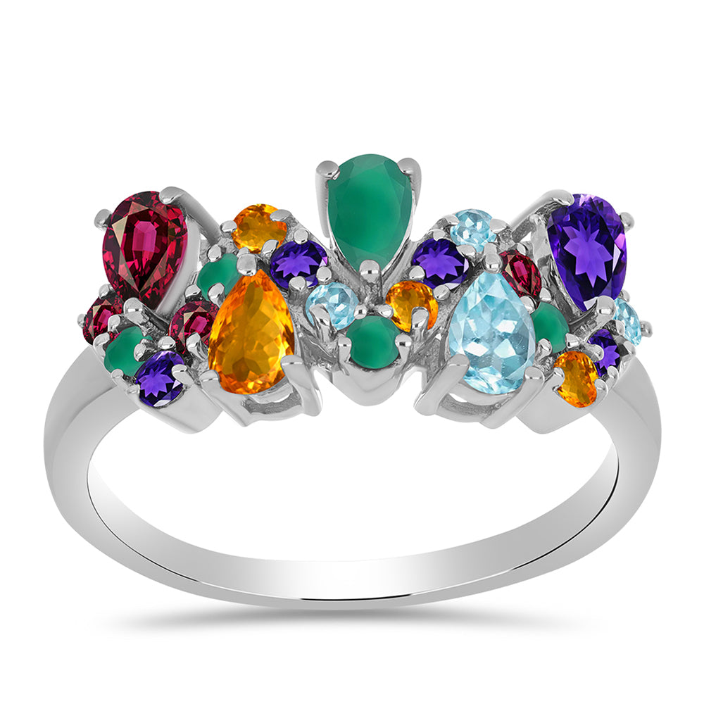 Inel din Argint 925 ( 3.04 grame ) cu Ametist Marocan și Agat Verde 1.66 Carate