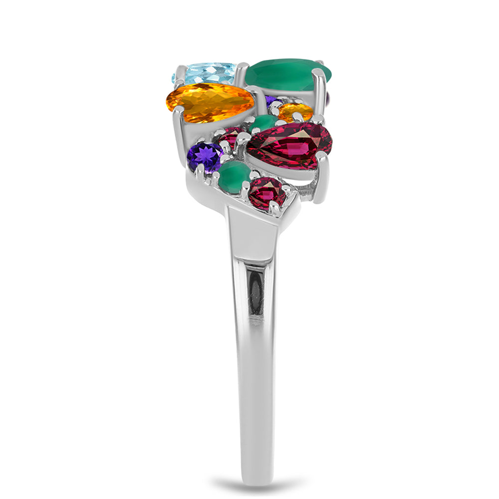 Inel din Argint 925 ( 3.04 grame ) cu Ametist Marocan și Agat Verde 1.66 Carate 4 