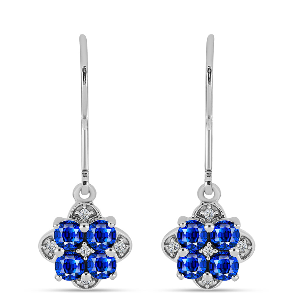 Cercei din Argint 925 ( 2.17 grame ) cu Safir Albastru Australian și Topaz Alb 1.43 Carate