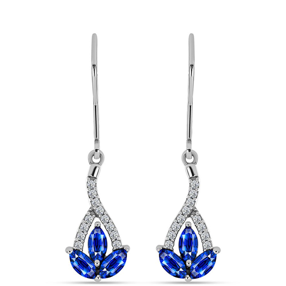 Cercei din Argint 925 ( 1.98 grame ) cu Safir Albastru Australian și Topaz Alb 1.6 Carate