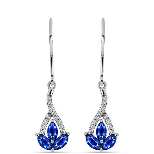 Cercei din Argint 925 ( 1.98 grame ) cu Safir Albastru Australian și Topaz Alb 1.6 Carate