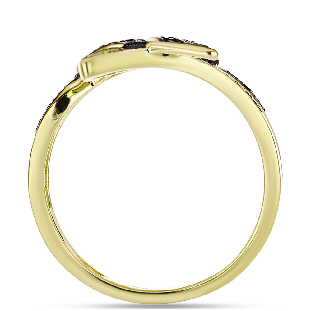 Inel din Argint 925 Placat cu Aur ( 4.1 grame ) cu Spinel Negru 0.7 Carate