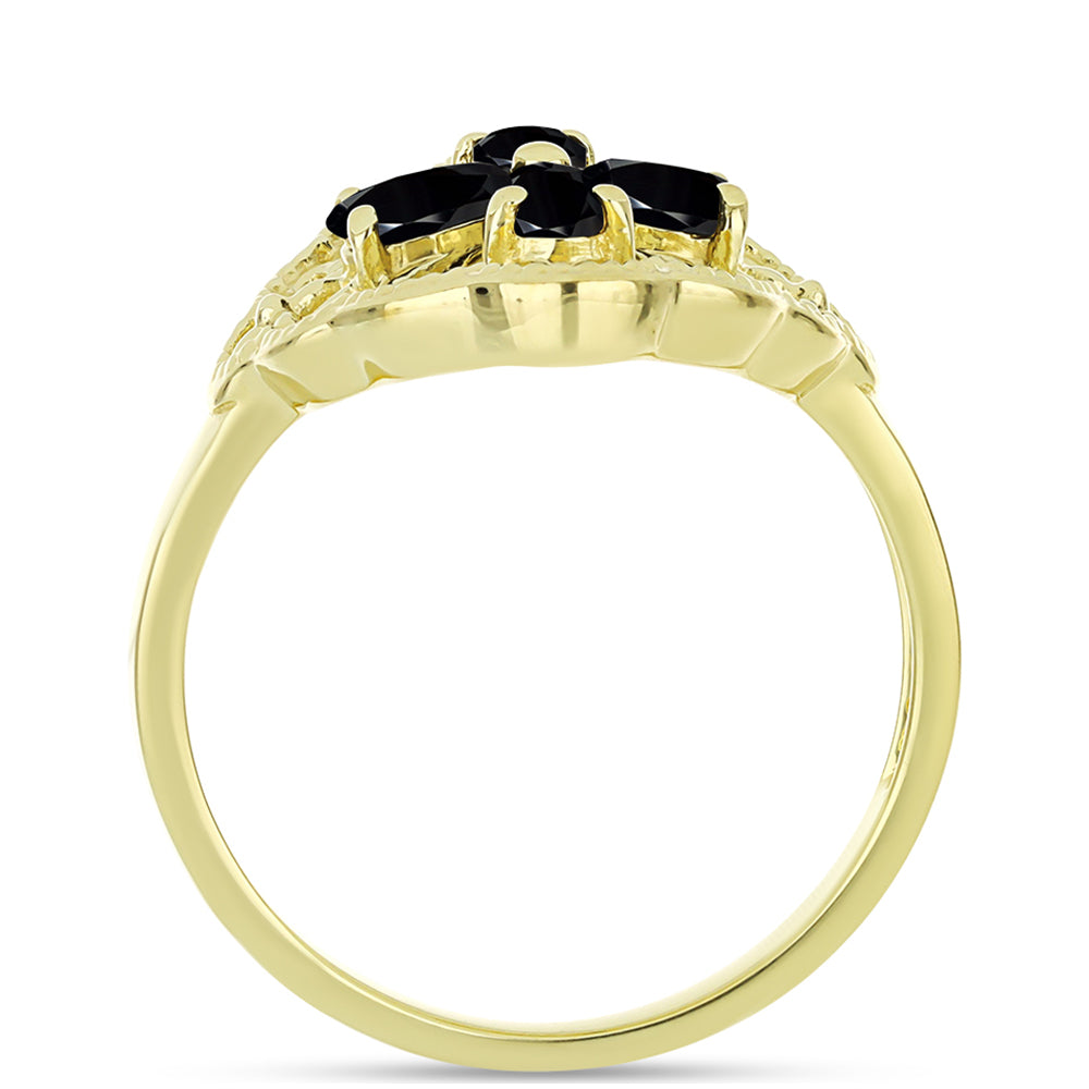 Inel din Argint 925 Placat cu Aur ( 3.09 grame ) cu Spinel Negru 1.14 Carate 2 