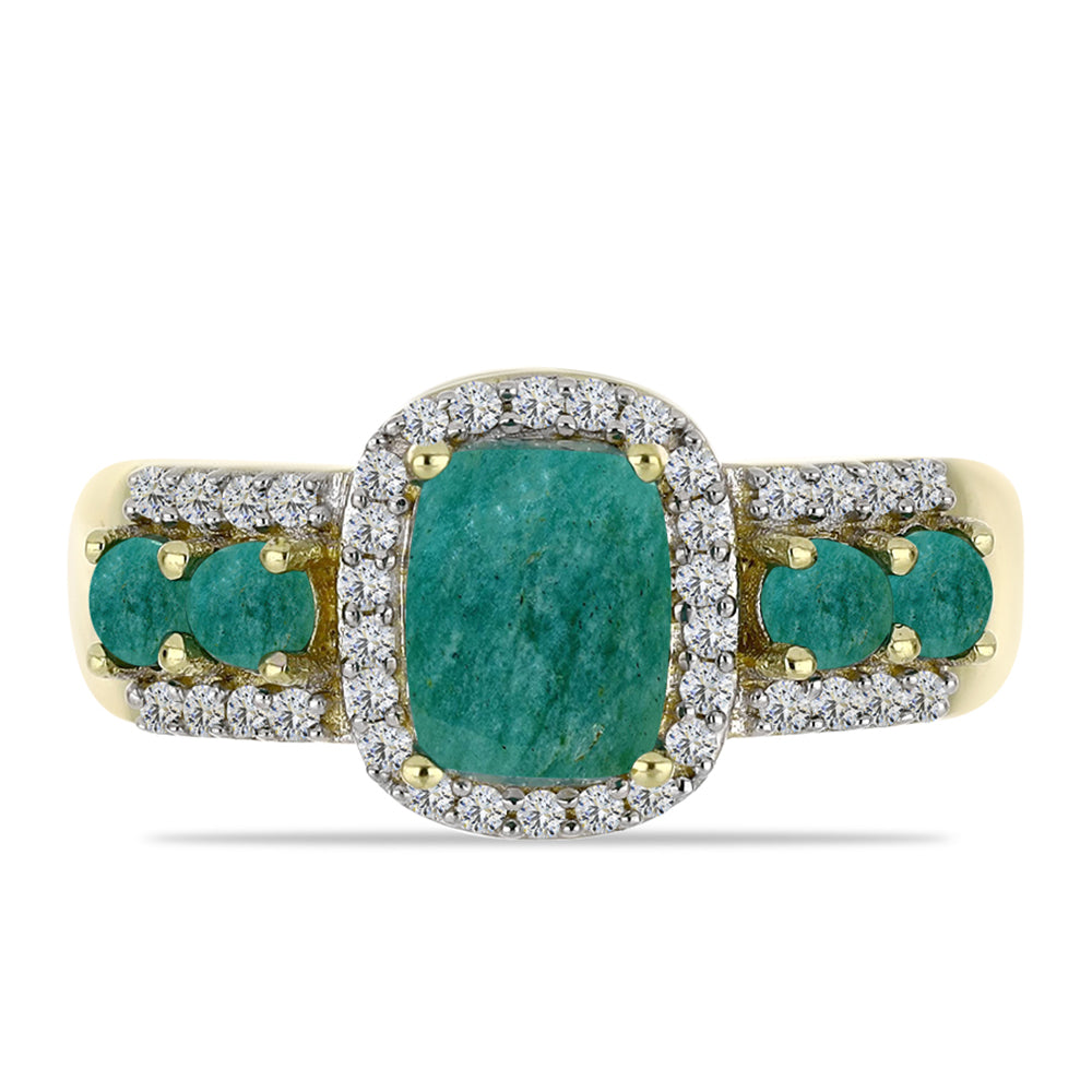 Inel din Argint 925 Placat cu Aur ( 3.79 grame ) cu Amazonit și Topaz Alb 2.37 Carate