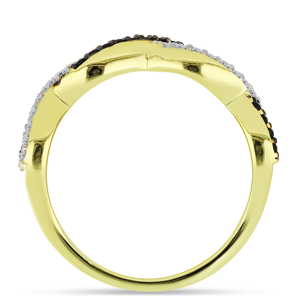 Inel din Argint 925 Placat cu Aur ( 3.43 grame ) cu Spinel Negru și Topaz Alb 0.83 Carate