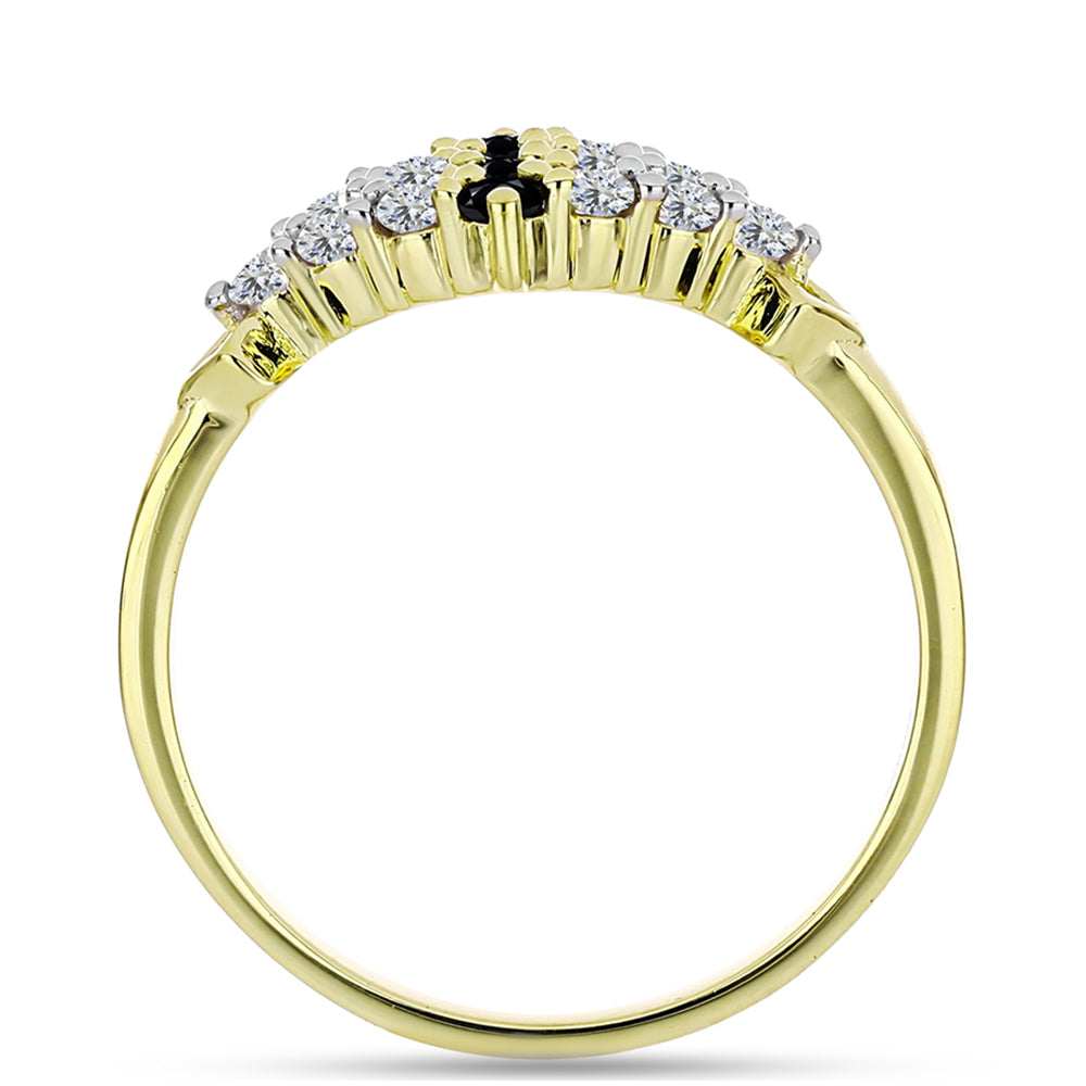 Inel din Argint 925 Placat cu Aur ( 2.31 grame ) cu Spinel Negru și Topaz Alb 0.66 Carate 2 