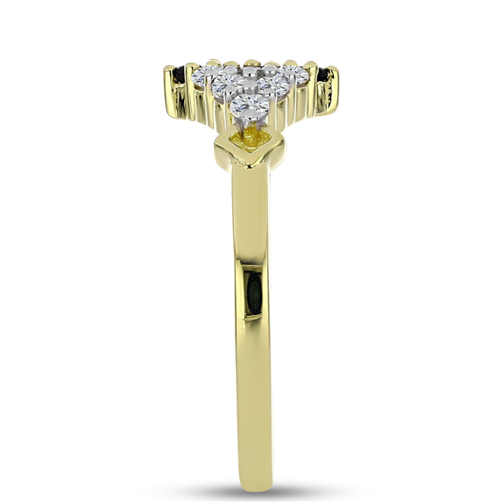 Inel din Argint 925 Placat cu Aur ( 2.31 grame ) cu Spinel Negru și Topaz Alb 0.66 Carate 4 