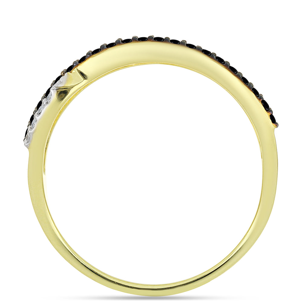 Inel din Argint 925 Placat cu Aur ( 3.6 grame ) cu Spinel Negru și Topaz Alb 0.62 Carate 2 