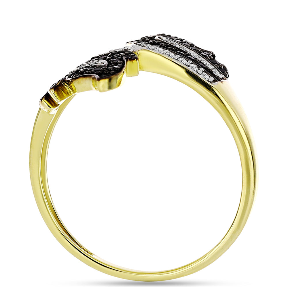 Inel din Argint 925 Placat cu Aur ( 3.88 grame ) cu Spinel Negru și Topaz Alb 0.62 Carate