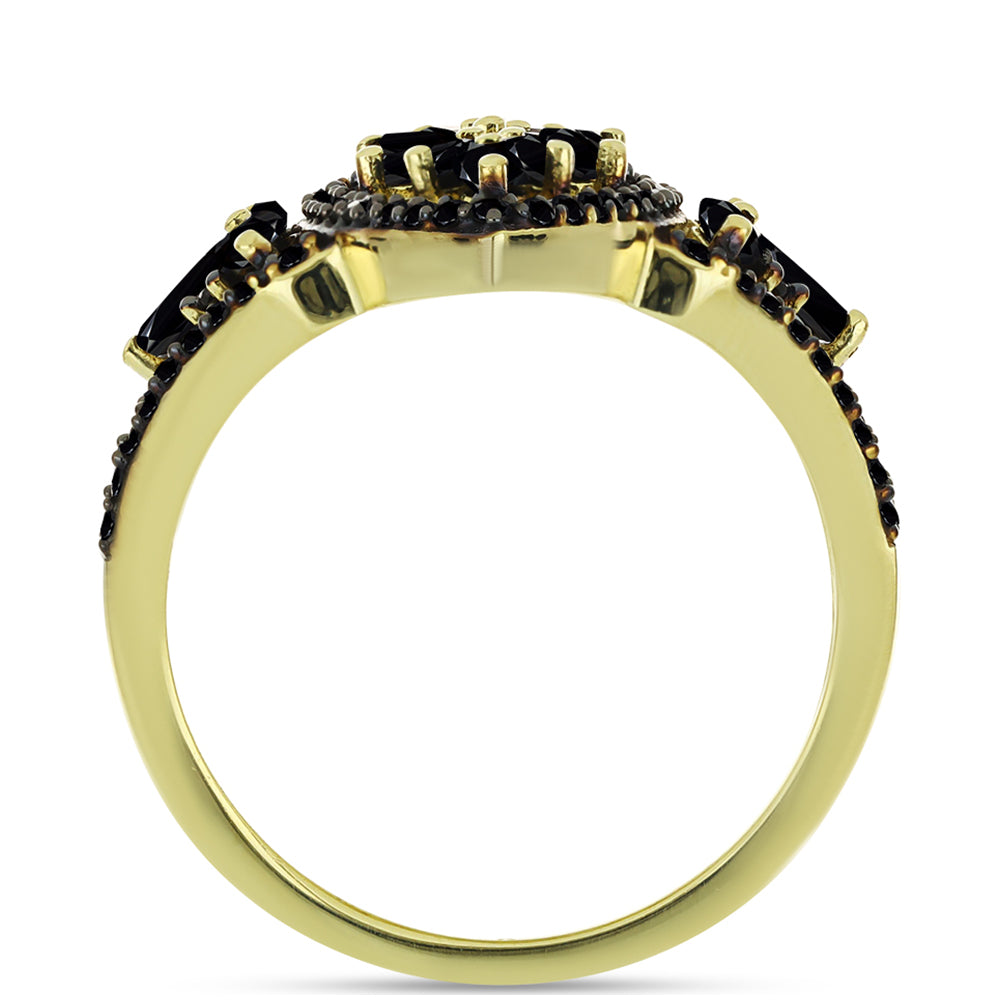 Inel din Argint 925 Placat cu Aur ( 3.91 grame ) cu Spinel Negru 2.36 Carate