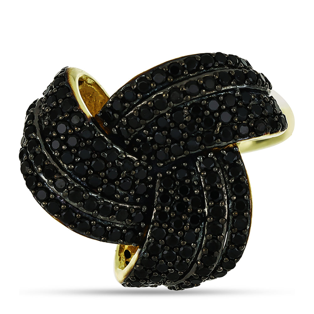 Inel din Argint 925 Placat cu Aur ( 5.31 grame ) cu Spinel Negru 1.37 Carate 1 