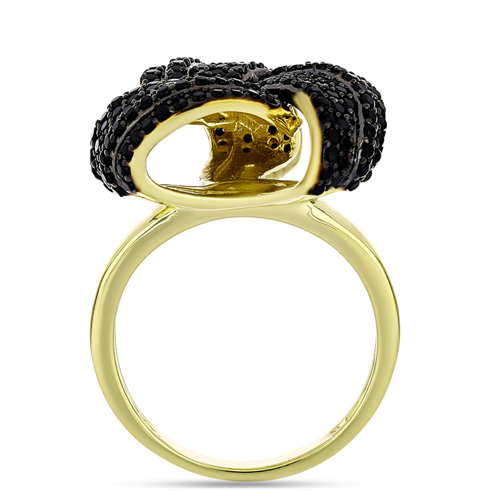 Inel din Argint 925 Placat cu Aur ( 5.31 grame ) cu Spinel Negru 1.37 Carate
