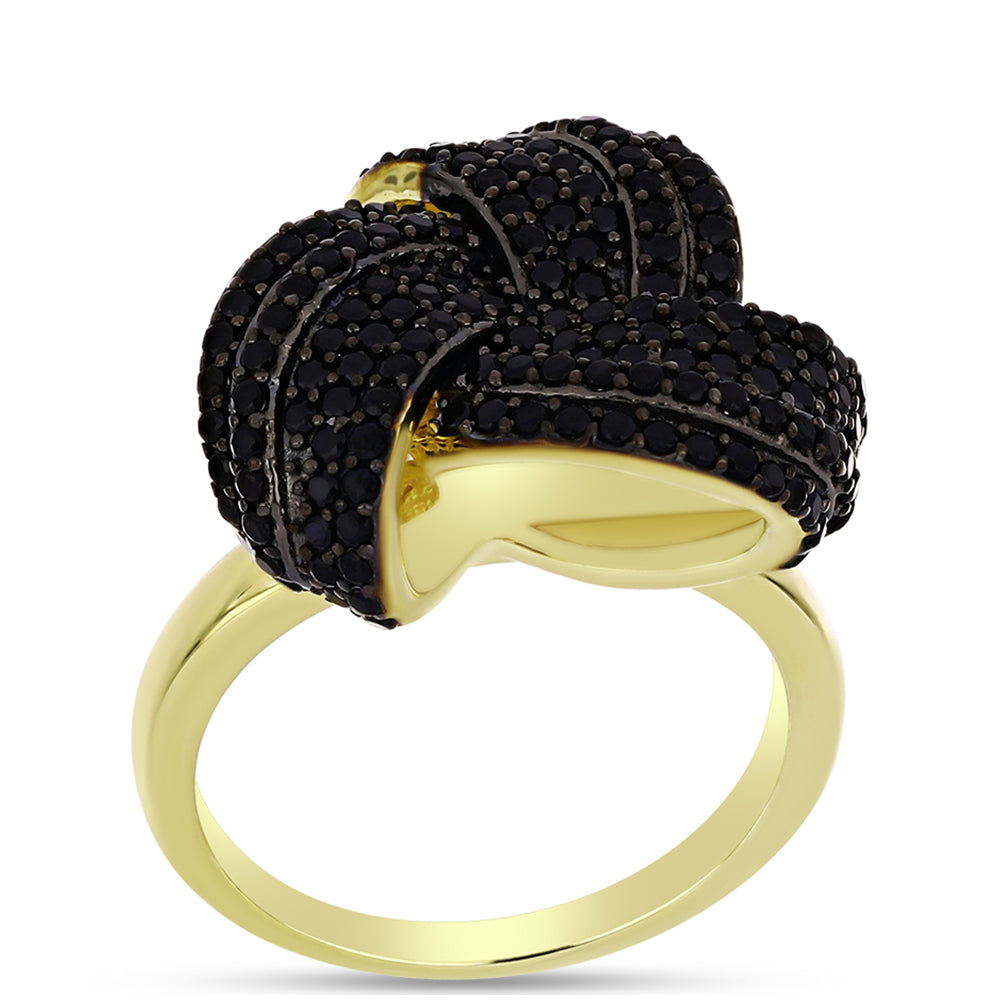 Inel din Argint 925 Placat cu Aur ( 5.31 grame ) cu Spinel Negru 1.37 Carate