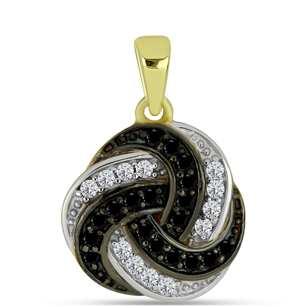 Pandantiv din Argint 925 Placat cu Aur ( 1.74 grame ) cu Spinel Negru și Topaz Alb 0.31 Carate