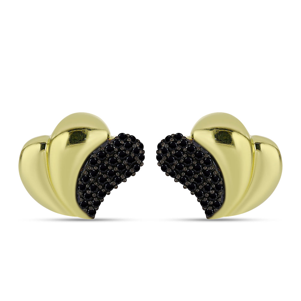 Cercei din Argint 925 Placat cu Aur ( 3.32 grame ) cu Spinel Negru 0.48 Carate