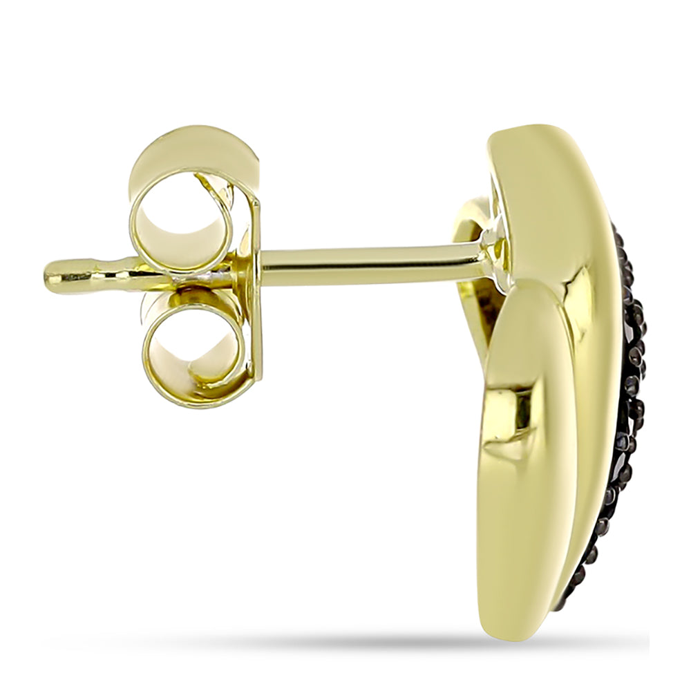 Cercei din Argint 925 Placat cu Aur ( 3.32 grame ) cu Spinel Negru 0.48 Carate 2 