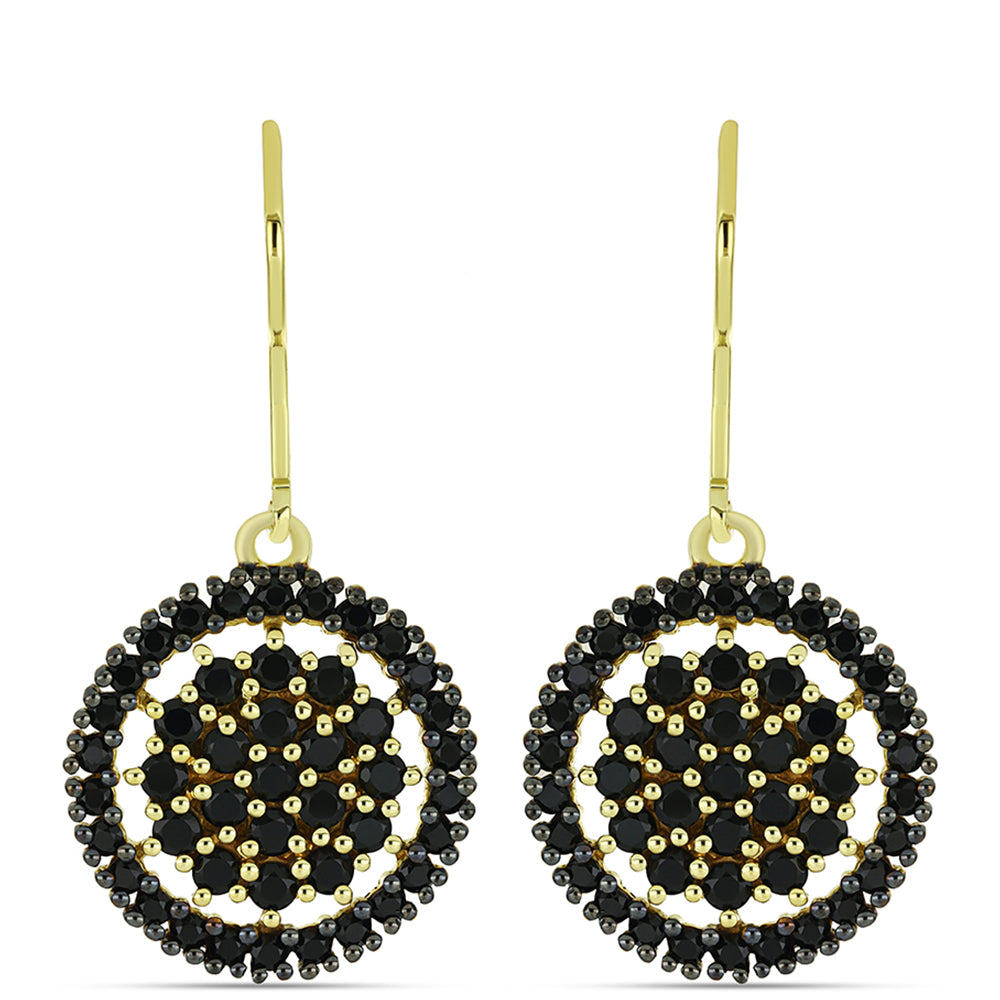 Cercei din Argint 925 Placat cu Aur ( 3.87 grame ) cu Spinel Negru 2.46 Carate