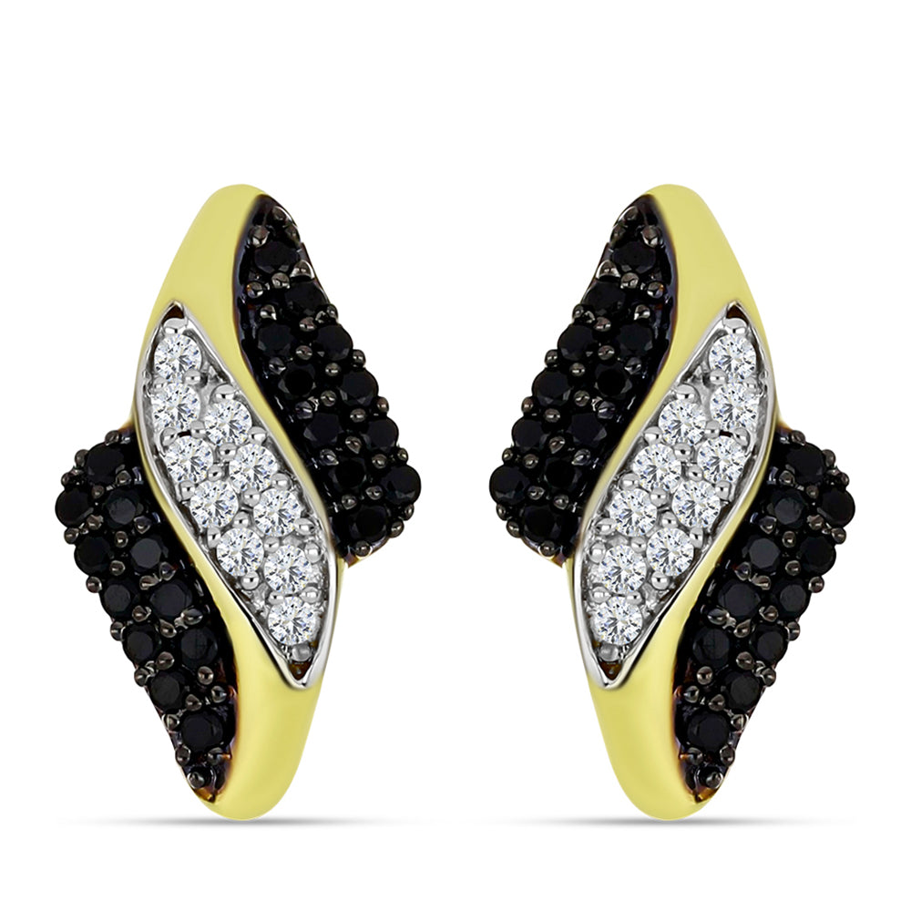Cercei din Argint 925 Placat cu Aur ( 2.69 grame ) cu Spinel Negru și Topaz Alb 0.49 Carate