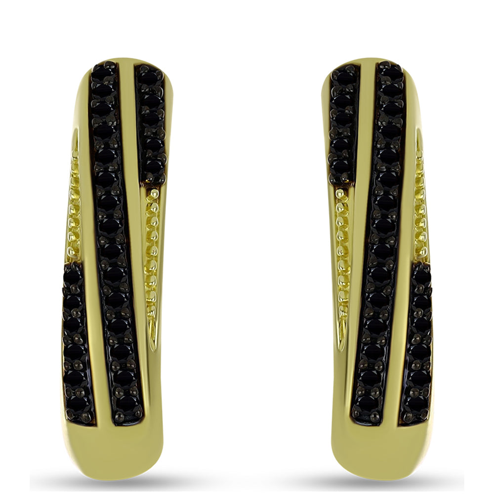 Cercei din Argint 925 Placat cu Aur ( 5.5 grame ) cu Spinel Negru 0.57 Carate