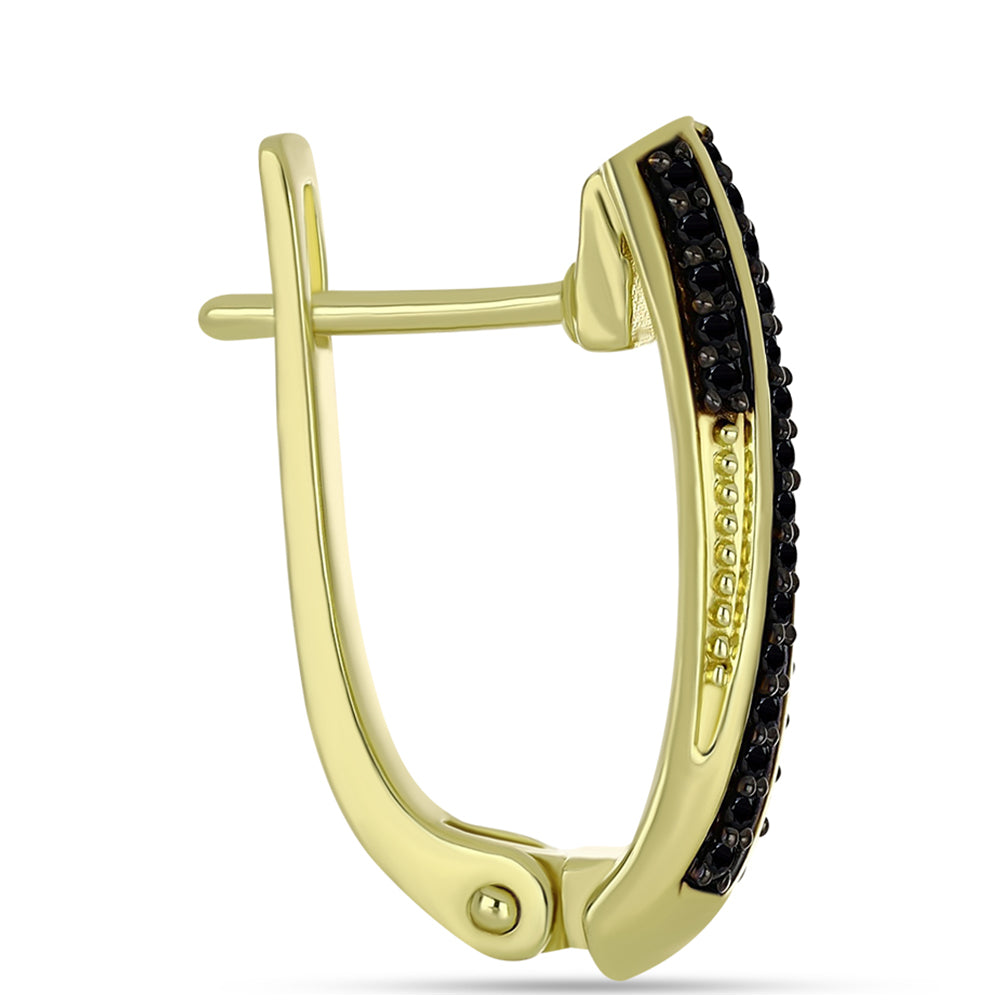 Cercei din Argint 925 Placat cu Aur ( 5.5 grame ) cu Spinel Negru 0.57 Carate 2 