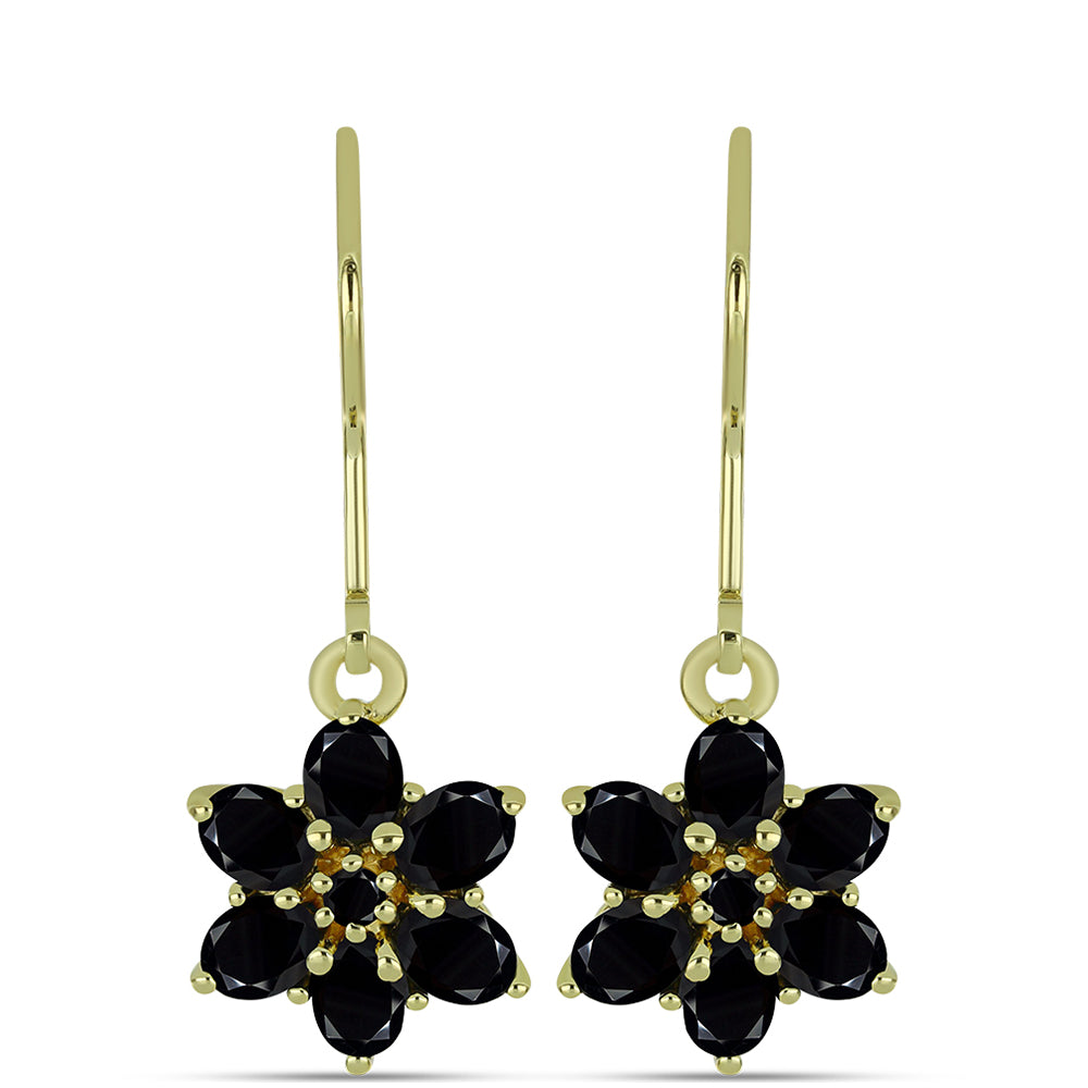 Cercei din Argint 925 Placat cu Aur ( 2.55 grame ) cu Spinel Negru și Topaz Alb 2.88 Carate