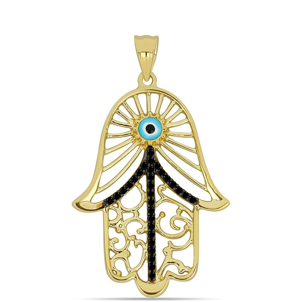 Pandantiv din Argint 925 Placat cu Aur ( 3.22 grame ) cu Spinel Negru 0.24 Carate