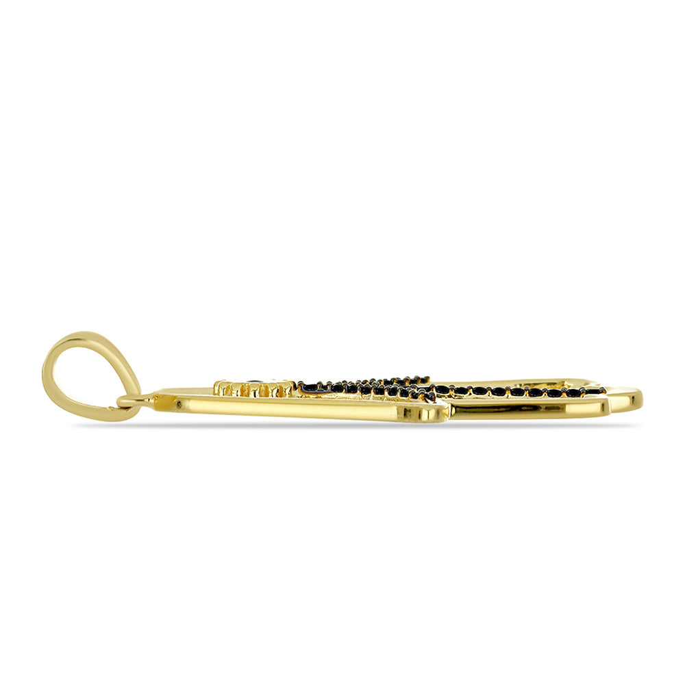 Pandantiv din Argint 925 Placat cu Aur ( 3.22 grame ) cu Spinel Negru 0.24 Carate