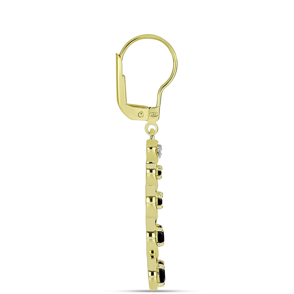 Cercei din Argint 925 Placat cu Aur ( 3.4 grame ) cu Spinel Negru și Topaz Alb 1.14 Carate 2 