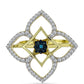 Inel din Argint 925 Placat cu Aur ( 3.29 grame ) cu Diamant Albastru și Topaz Alb 0.55 Carate