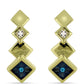 Cercei din Argint 925 Placat cu Aur ( 3.44 grame ) cu Diamant Albastru și Topaz Alb 0.11 Carate