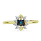 Inel din Argint 925 Placat cu Aur ( 1.82 grame ) cu Diamant Albastru și Topaz Alb 0.15 Carate