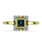 Inel din Argint 925 Placat cu Aur ( 2.56 grame ) cu Diamant Albastru și Topaz Alb 0.12 Carate