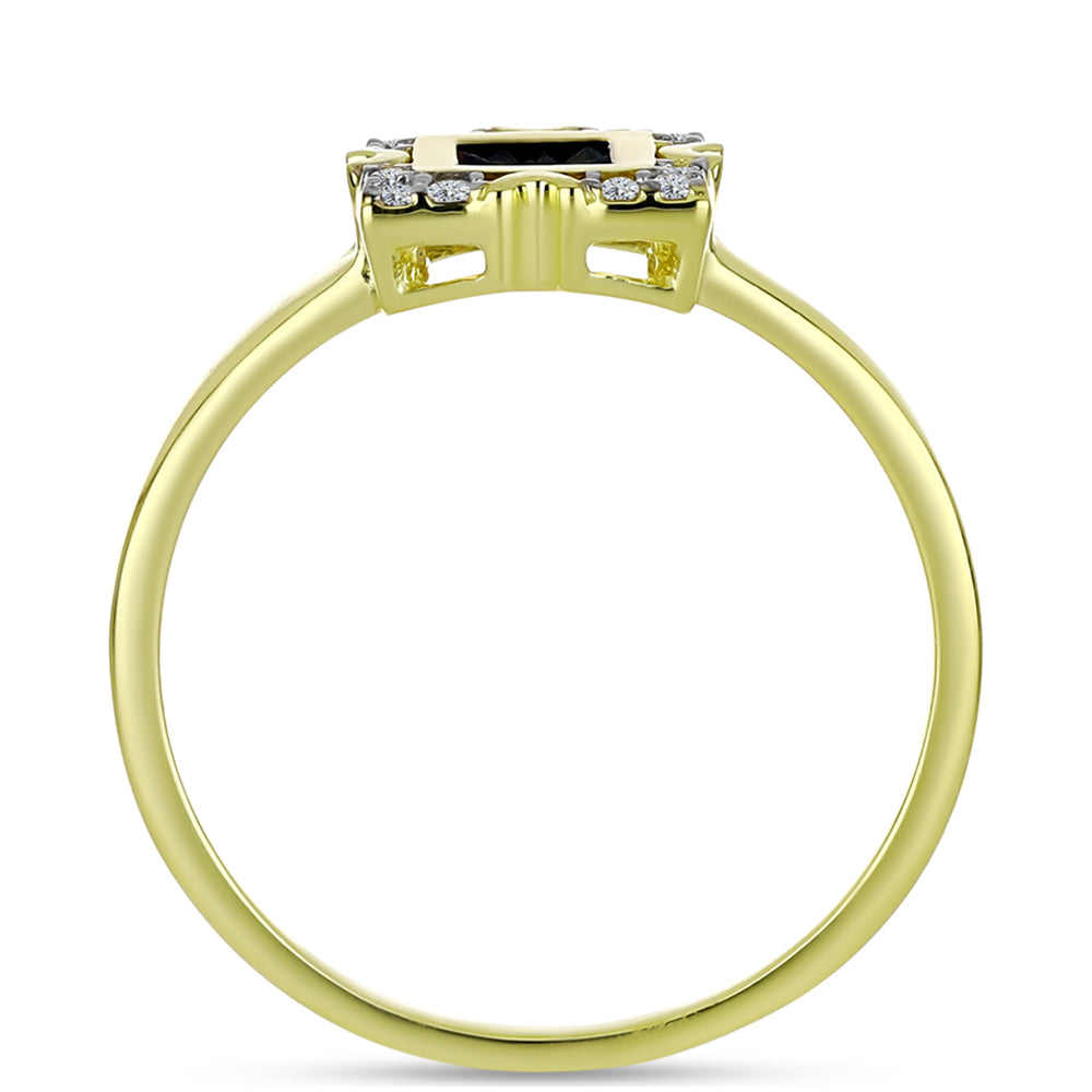 Inel din Argint 925 Placat cu Aur ( 2.56 grame ) cu Diamant Albastru și Topaz Alb 0.12 Carate