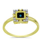 Inel din Argint 925 Placat cu Aur ( 2.56 grame ) cu Diamant Albastru și Topaz Alb 0.12 Carate