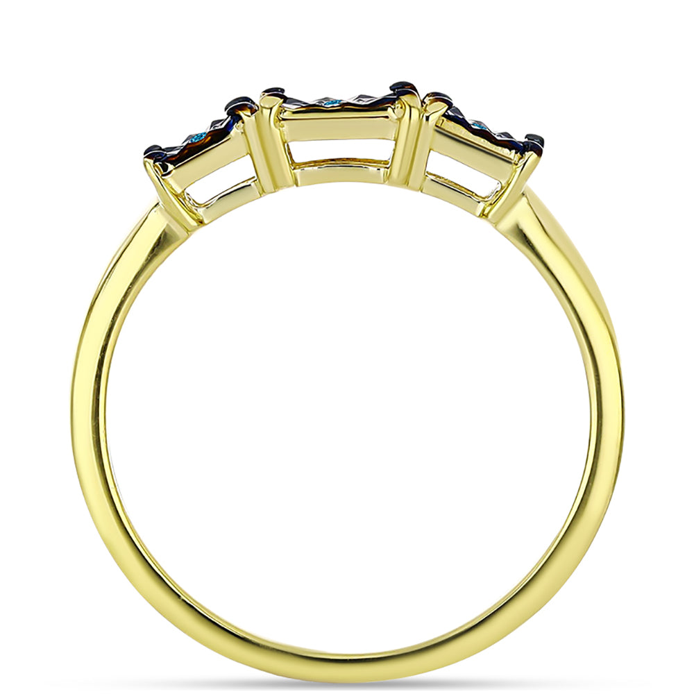 Inel din Argint 925 Placat cu Aur ( 2.49 grame ) cu Diamant Albastru 0.02 Carate