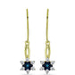 Cercei din Argint 925 Placat cu Aur ( 2.25 grame ) cu Diamant Albastru și Topaz Alb 0.51 Carate