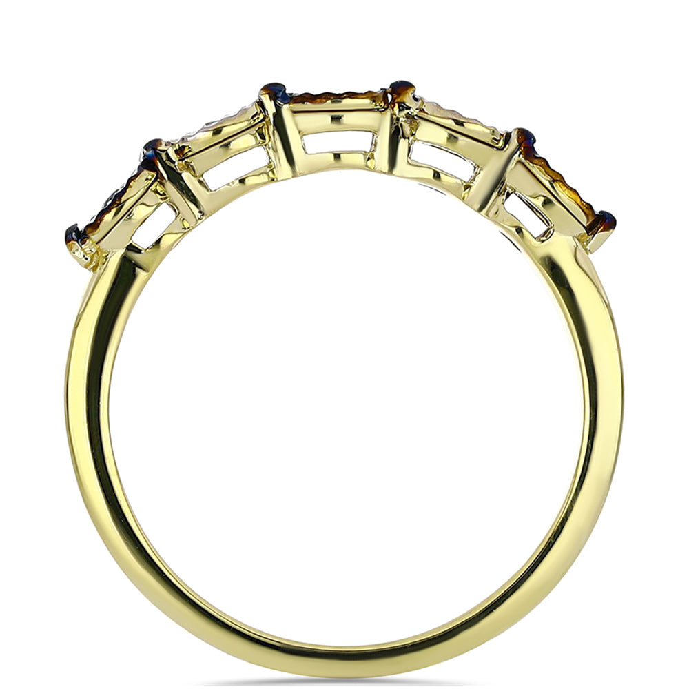 Inel din Argint 925 Placat cu Aur ( 2.13 grame ) cu Diamant Albastru și Topaz Alb 0.04 Carate