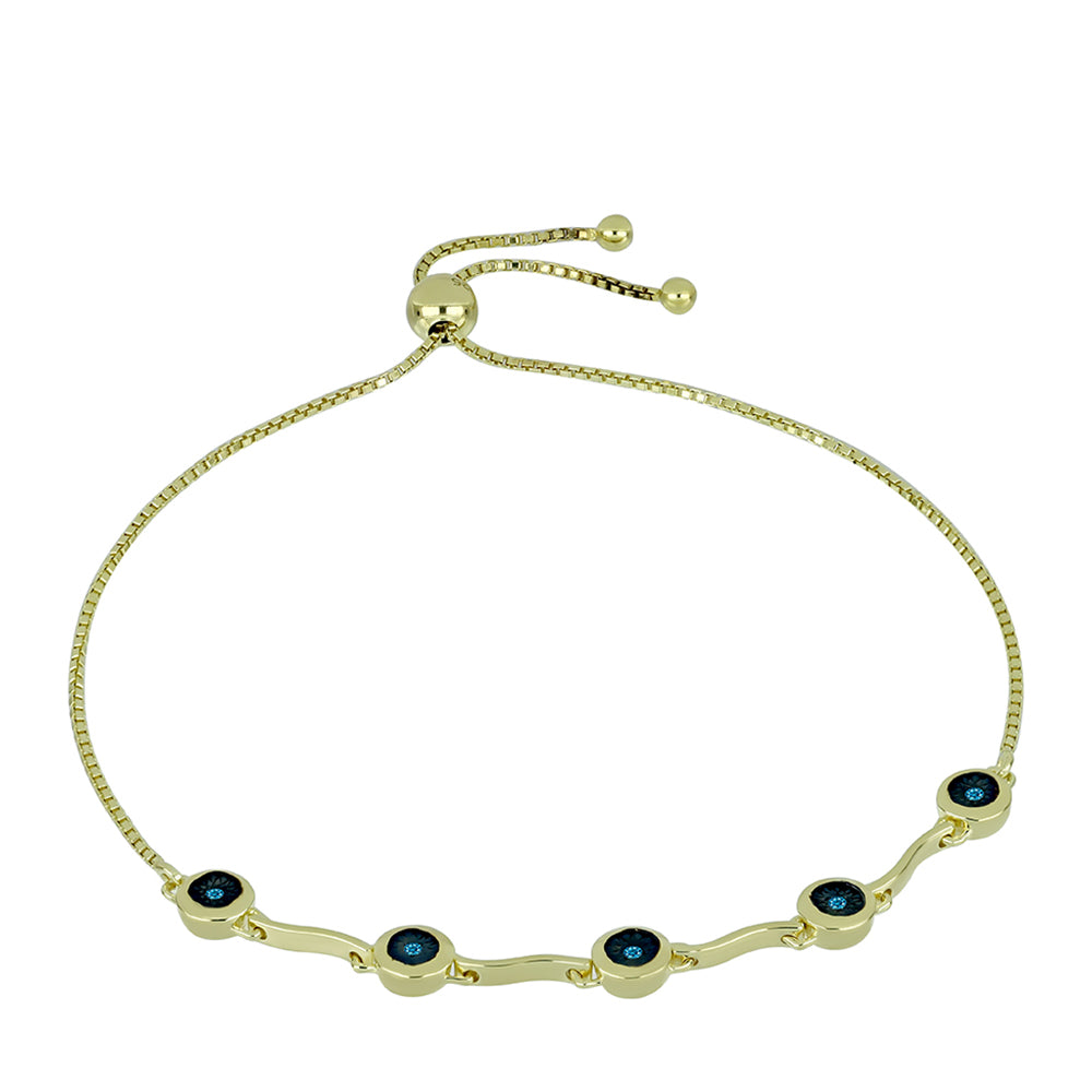 Brățară din Argint 925 Placat cu Aur ( 4.5 grame ) cu Diamant Albastru 0.04 Carate